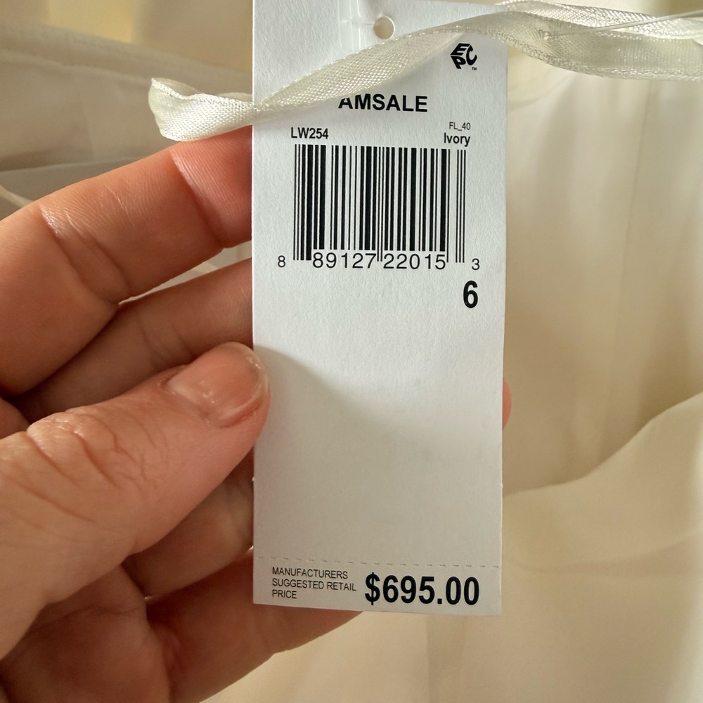 Amsale Pleated Bodice Ivory White Cocktail Dress Luxury Size 6 - Picture 5 of 11